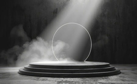 Modern simplicity: minimalist stand mockup for podium display or showcase, ideal for presentations, exhibitions, and product displays with clean and sleek design aesthetics.の素材