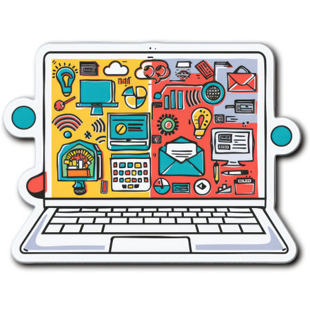 Cartoon sticker for it technology, creative concept for tech presentations, software development, coding tutorials, and digital design projects.の素材