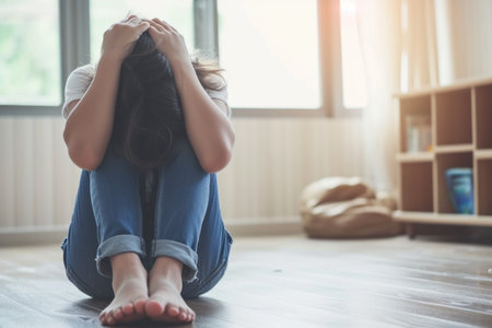 Coping with life's burdens: nuanced emotions of depression and stress, visual narratives that resonate with understanding and empathy.の素材