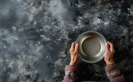 Unveiling hunger's grasp: a poignant portrayal of poverty's grip, depicting the harsh realities faced by those afflicted by hunger and deprivation.の素材