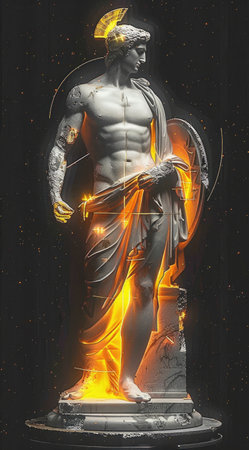 Creative greatest ancient Greek god of Olympus, embodying the timeless allure of classical mythology against a stunning backdrop, evoking the grandeur of the Titans in a mesmerizing wallpaper.の素材