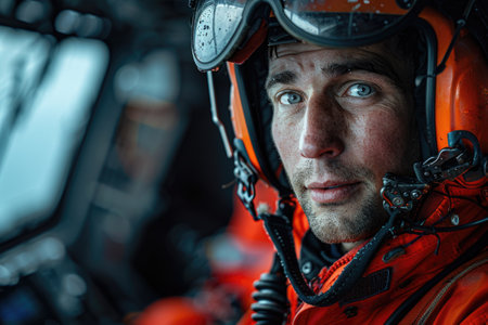 Heartwarming rescuers portrait, honoring bravery and compassion of those who dedicate their lives to saving others, capturing courage and selflessness of rescue workers in powerful visual narrativeの素材