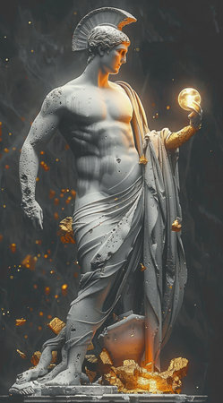 Creative greatest ancient Greek god of Olympus, embodying the timeless allure of classical mythology against a stunning backdrop, evoking the grandeur of the Titans in a mesmerizing wallpaper.の素材