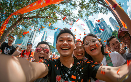 Singapore National Day, people festive a celebration of unity, heritage, and progress, fostering patriotism and pride among its people as they commemorate the nation achievementsの素材