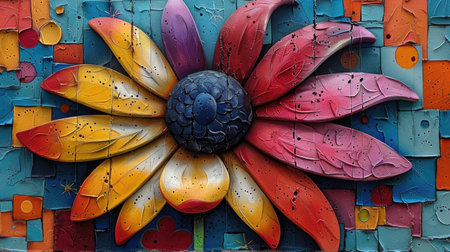 Groovy impasto nouveau, the vibrant fusion of impasto technique with art nouveau aesthetics. bold texture and flowing lines unite in a dynamic visual experienceの素材