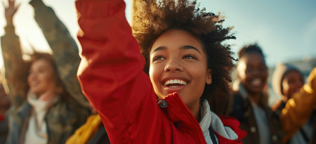 Football fervor, fans enjoying cheering game football team, electrifying atmosphere and collective enthusiasm, with every cheer reflecting deep connection to their teamの素材