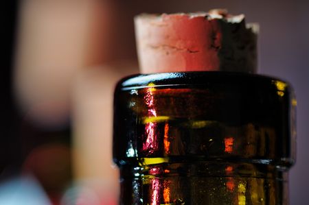 Cork in the wine bottle. Narrow depth of field.の写真素材