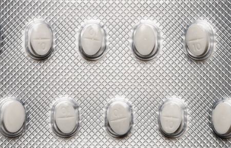 White tablets in the pack. Close-up.の写真素材