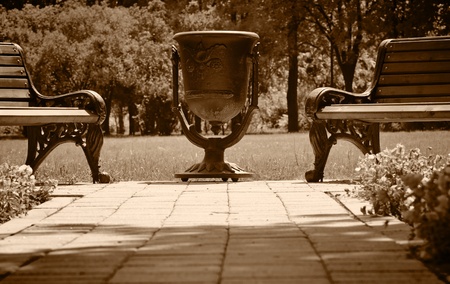 Urn in the park の写真素材