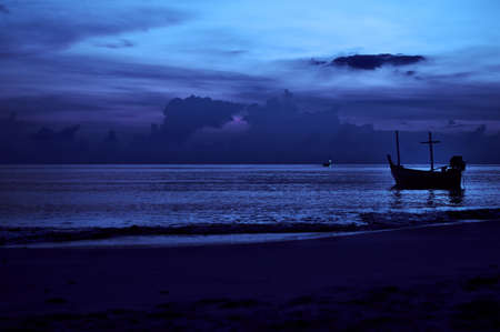 Beautiful night seascape of ocean coast の写真素材
