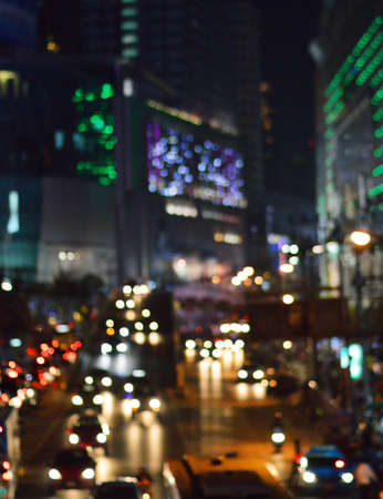 Night street view in big city  Out of focus 