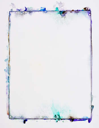 Watercolor print on white plastic. Grunge texture.の写真素材