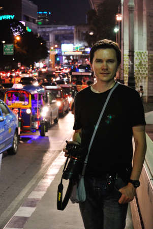 BANGKOK - DECEMBER 10: Tourist on the street in downtown of Bangkok. Bangkok, Thailand - December 10, 2012.のeditorial素材