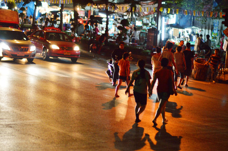 BANGKOK - DECEMBER 10: On the streets in downtown of Bangkok. Bangkok, Thailand - December 10, 2012.のeditorial素材