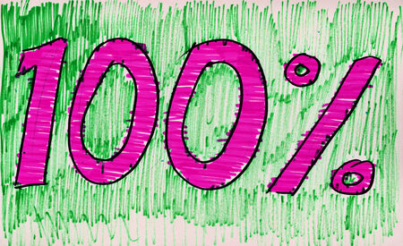 One hundred percent. Marker drawing.の写真素材