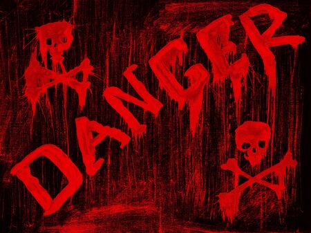 Danger sign. Indian ink on paper.の写真素材