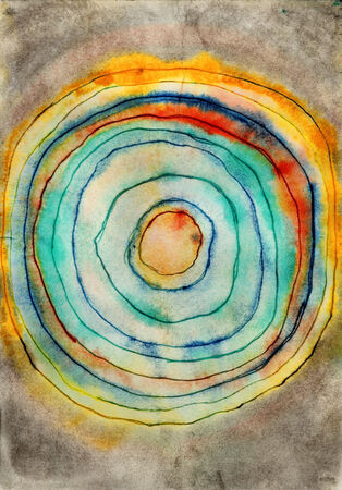 Circles. Watercolor painting on white paper.の写真素材