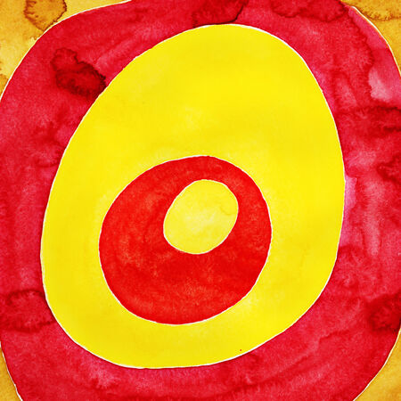 Colorful circles. Watercolor painting on white paper.の写真素材