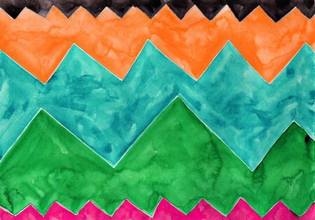 Zigzag. Watercolor painting on white paper.の写真素材