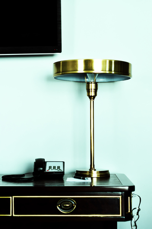 Electric lamp in hotel room. Retro style.の写真素材