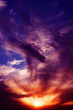 Beautiful sunset. Vivid colors. Summer.の写真素材