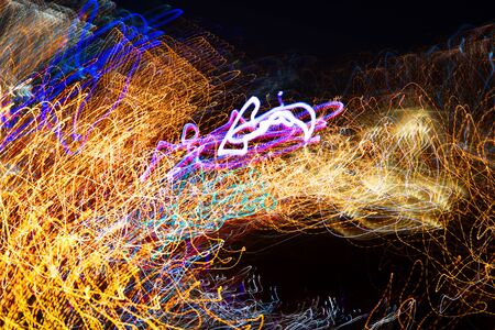 Motion blurred lights of the night city.