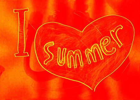 I love summer. Mixed media artwork. Handmade.の写真素材