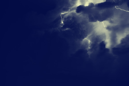 Awesome thunderbolt in dark night sky.の写真素材
