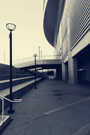 Empty place near big arena.