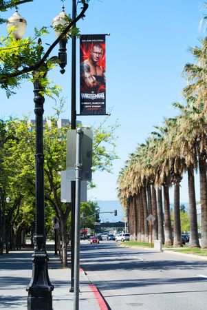 SAN JOSE - MARCH 26: Beautiful street view in downtown of San Jose. San Jose, California - March 26, 2015.のeditorial素材
