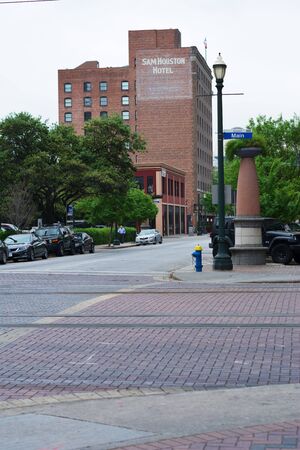 HOUSTON - APRIL 2: Beautiful street view in downtown of Houston. Houston, Texas - April 2, 2014.のeditorial素材