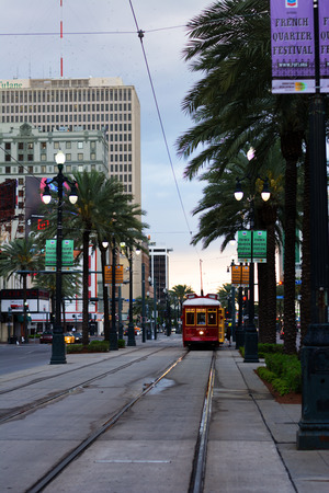 NEW ORLEAN - APRIL 4: Beautiful street view in downtown of New Orlean. New Orlean, Louisiana - April 4, 2014.のeditorial素材