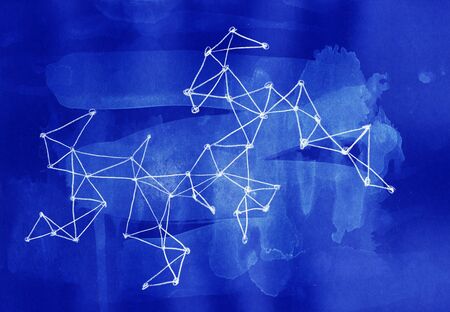 Wire Map. Mixed media artwork in grunge style.