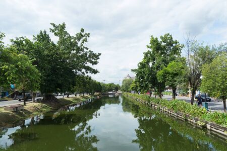 CHIANG MAI, THAILAND - AUGUST 30, 2015: Beautiful streets of Chiang Mai. This city is very popular tourist destination in Thailand, and the largest city in Northern Thailand.のeditorial素材