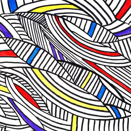 Floral pattern. Mixed media artwork. Felt pen and ink on paper. Abstract background.