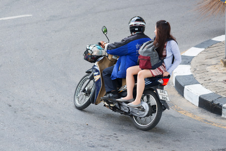 BANGKOK, THAILAND - AUGUST 17, 2016: Transport on noisy and colorful life-filled streets of Bangkok.のeditorial素材