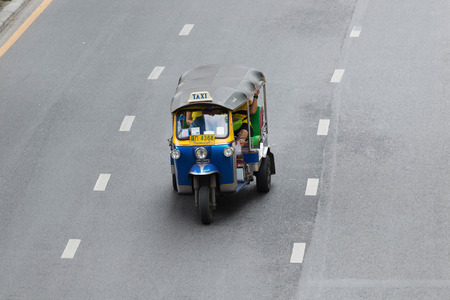 BANGKOK, THAILAND - AUGUST 16, 2016: Transport on noisy and colorful life-filled streets of Bangkok.のeditorial素材