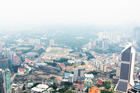KUALA LUMPUR, MALAYSIA - AUGUST 19, 2016: Beautiful view of Kuala Lumpur from the observation deck of Kuala Lumpur Tower (Menara Kuala Lumpur)のeditorial素材