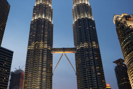 KUALA LUMPUR, MALAYSIA - AUGUST 19, 2016: Beautiful Petronas Towers - main tourist attraction of Kuala Lumpur.のeditorial素材