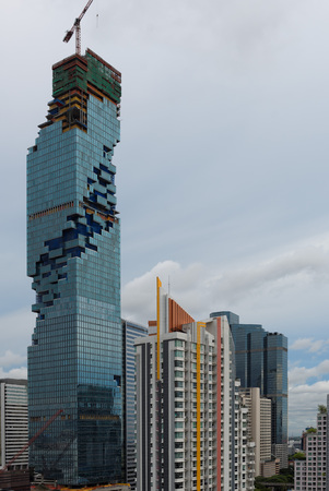 BANGKOK, THAILAND - SEPTEMBER 4, 2015: Beautiful view of the modern building in downtown of Bangkok.のeditorial素材