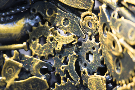 Abstract metal texture, made of used mechanical parts.の写真素材