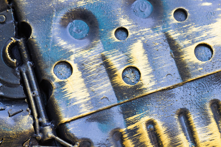 Abstract metal texture, made of used mechanical parts.の写真素材