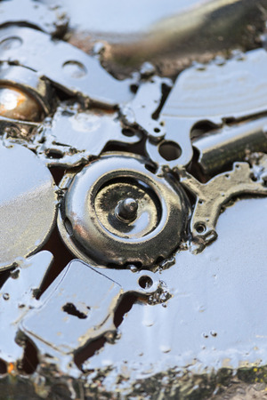 Abstract metal texture, made of used mechanical parts.の写真素材