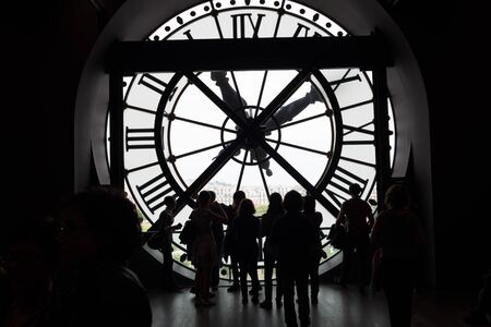 PARIS, FRANCE - MAY 7, 2016: Exposition of museum d'Orsay crowded with the tourists.のeditorial素材