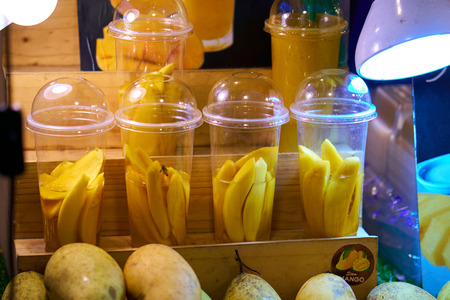 BANGKOK, THAILAND - July 16, 2017: Night food market in downtown of Bangkok near Central World shopping mall.のeditorial素材