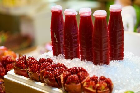 Fresh pomegranate juice on the ice.の写真素材