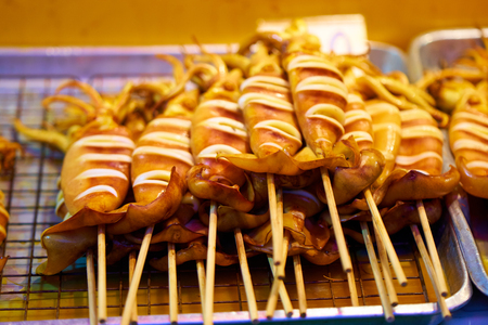 Ready to eat fried squids.の写真素材