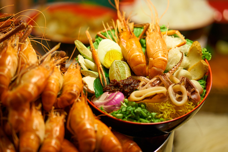 Ready to eat shrimps and prawns.の写真素材