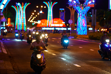 DA NANG, VIETNAM - AUGUST 8, 2017: Colorful and exotic streets of Da Nang city.のeditorial素材