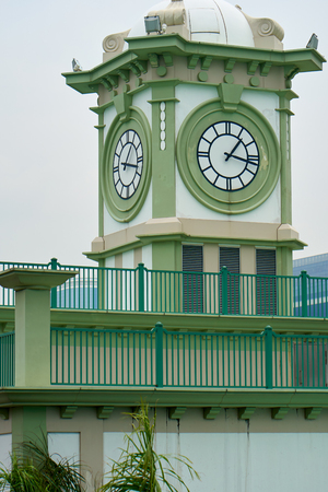 HONG KONG - September 2, 2017: Central Ferry Piers Clock Tower in Hong Kong Island. Architecture of Hong Kong.のeditorial素材